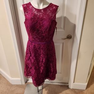 Colour by Kenneth Winston new hot pink with purple underlay lace dress size 12